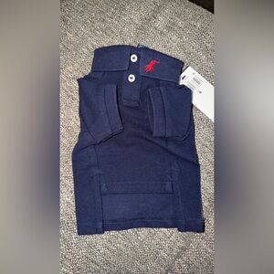 NWT Ralph Lauren Navy Blue Dog Polo Shirt with Red Logo